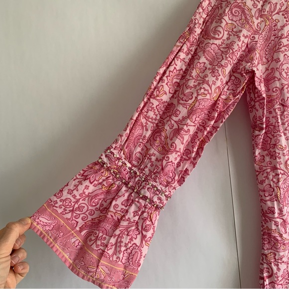 Robert Graham Sonnet Floral Paisley Embellished tunic top pink - Picture 10 of 14